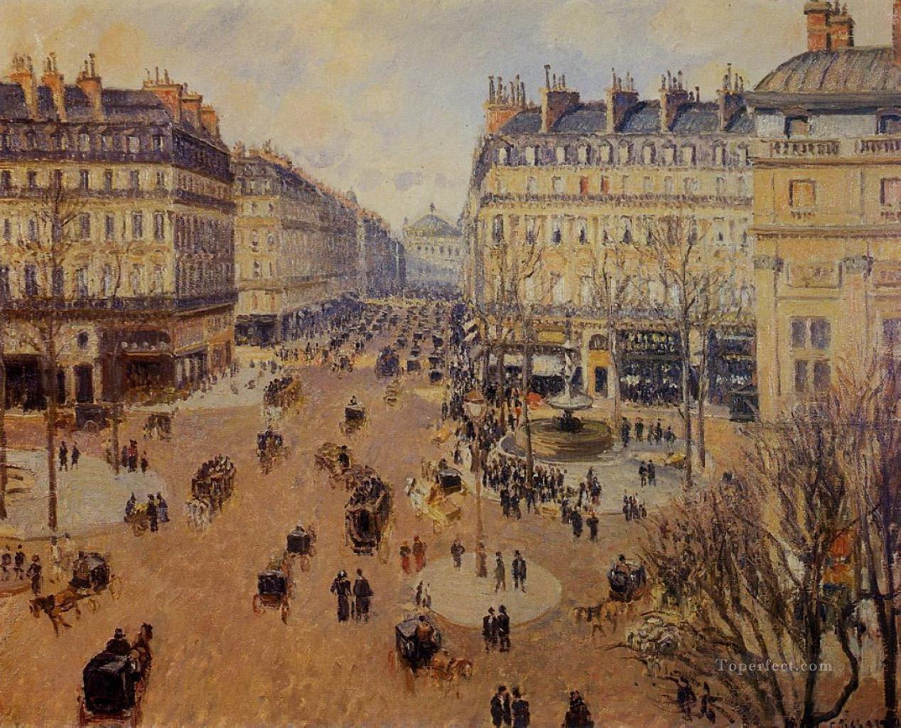 Place du Theatre Francais sol de tarde en invierno 1898 Camille Pissarro Pintura al óleo